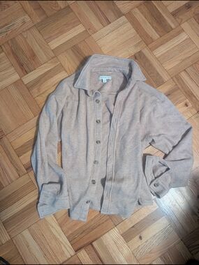 And Now This Beige Button-Up Cardigan